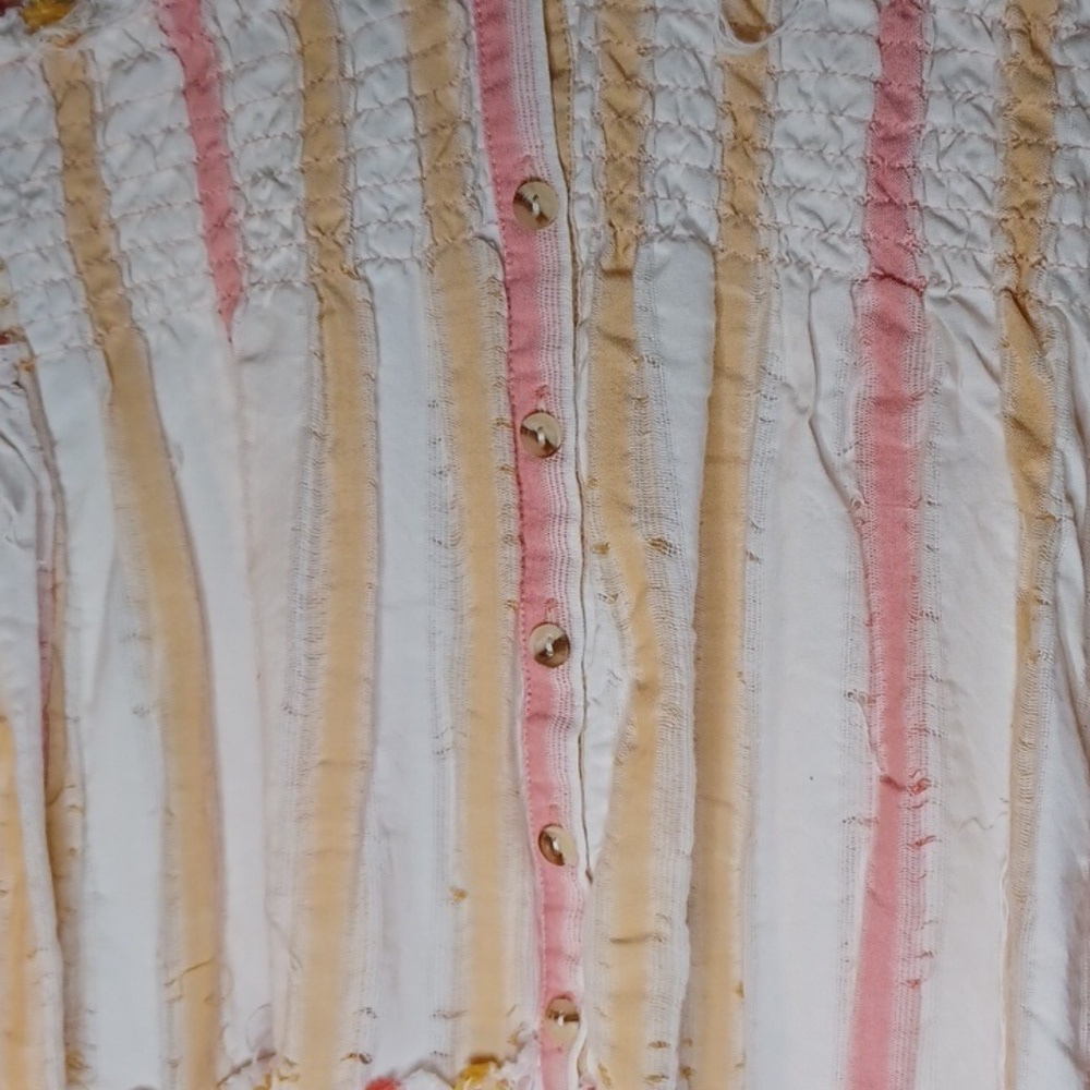Free People Do it Again Pink & Orange Stripe mini boho hippie dress - Picture 3 of 9